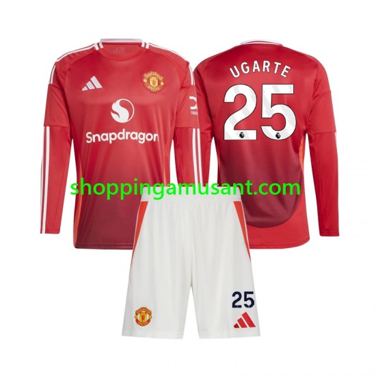 Maillot de Foot Manchester United Manuel Ugarte 25 Enfant Domicile 2024-2025 Manche Longue
