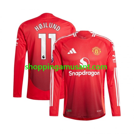 Maillot de Foot Manchester United Rasmus Hojlund 11 Homme Domicile 2024-2025 Manche Longue