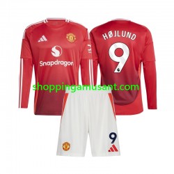 Maillot de Foot Manchester United Rasmus Hojlund 9 Enfant Domicile 2024-2025 Manche Longue