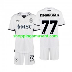 Maillot de Foot Naples Khvicha Kvaratskhelia 77 Enfant Extérieur 2024-2025 Manche Courte