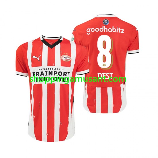 Maillot de Foot PSV Eindhoven Sergino Dest 8 Homme Domicile 2024-2025 Manche Courte