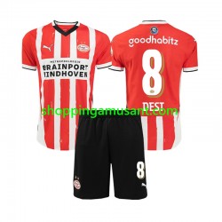 Maillot de Foot PSV Eindhoven Sergino Dest 8 Enfant Domicile 2024-2025 Manche Courte