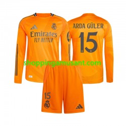 Maillot de Foot Real Madrid Arda Guler 15 Enfant Extérieur 2024-2025 Manche Longue