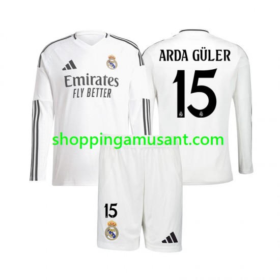 Maillot de Foot Real Madrid Arda Guler 15 Enfant Domicile 2024-2025 Manche Longue
