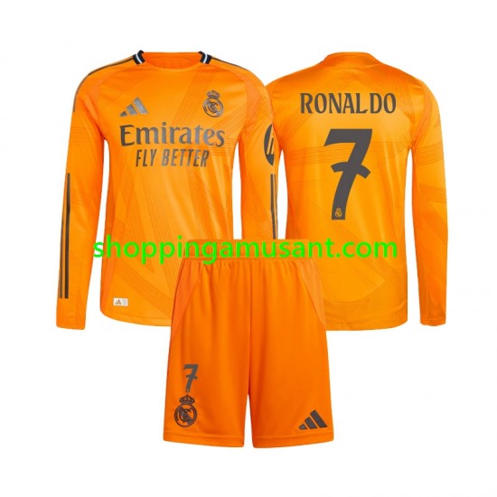 Maillot de Foot Real Madrid Cristiano Ronaldo 7 Enfant Extérieur 2024-2025 Manche Longue