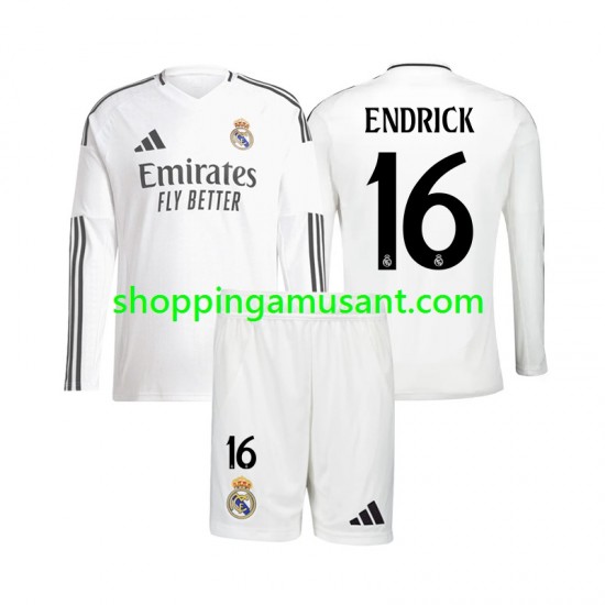 Maillot de Foot Real Madrid Endrick 16 Enfant Domicile 2024-2025 Manche Longue
