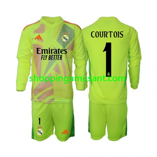 Maillot de Foot Real Madrid COURTOIS 1 Gardien Enfant 4ème 2024-2025 Manche Longue