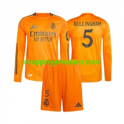 Maillot de Foot Real Madrid Jude Bellingham 5 Enfant Extérieur 2024-2025 Manche Longue