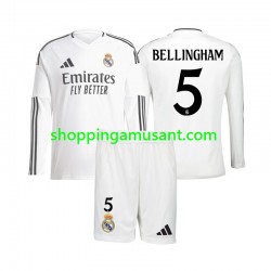 Maillot de Foot Real Madrid Jude Bellingham 5 Enfant Domicile 2024-2025 Manche Longue