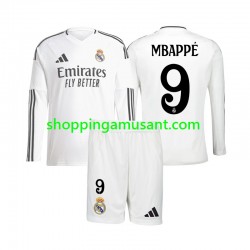 Maillot de Foot Real Madrid Mbappé 9 Enfant Domicile 2024-2025 Manche Longue