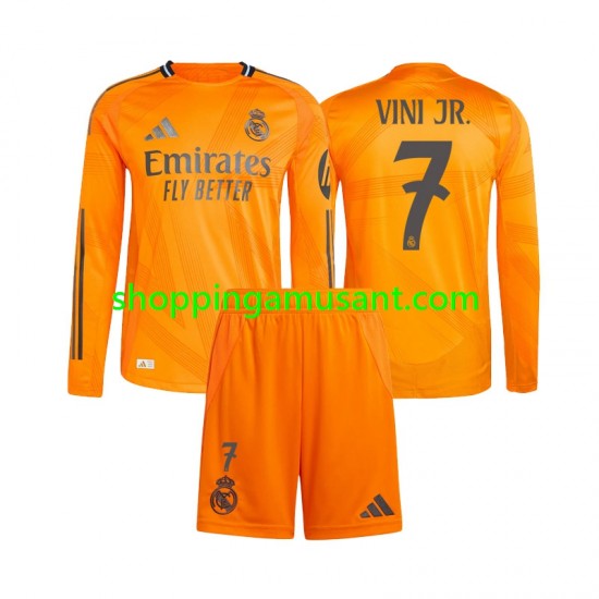 Maillot de Foot Real Madrid Vinicius Junior 7 Enfant Extérieur 2024-2025 Manche Longue