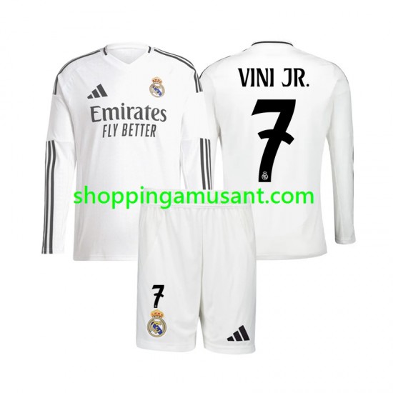 Maillot de Foot Real Madrid Vinicius Junior 7 Enfant Domicile 2024-2025 Manche Longue