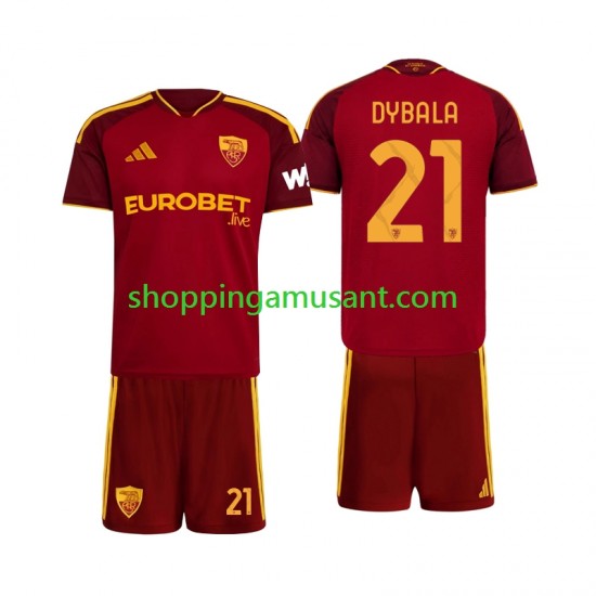 Maillot de Foot AS Rome Paulo Dybala 21 Enfant Domicile 2026-2027 Manche Courte