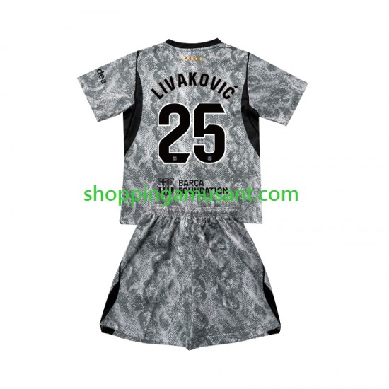 Maillot de Foot FC Barcelone Dominik Livakovic 25 Gardien Enfant Extérieur 2026-2027 Manche Courte