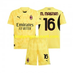Maillot de Foot AC Milan Mike Maignan 16 Gardien Enfant Extérieur 2024-2025 Manche Courte