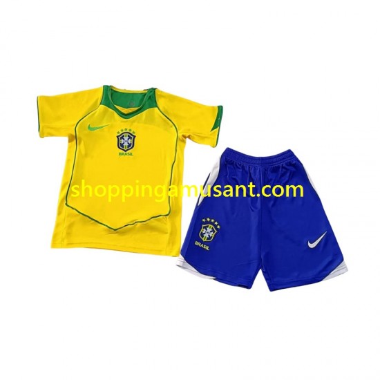 Maillot de Foot Brésil Rétro Enfant Domicile 2004 Manche Courte