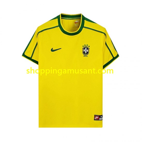 Maillot de Foot Brésil Rétro Homme Domicile 1998 Manche Courte