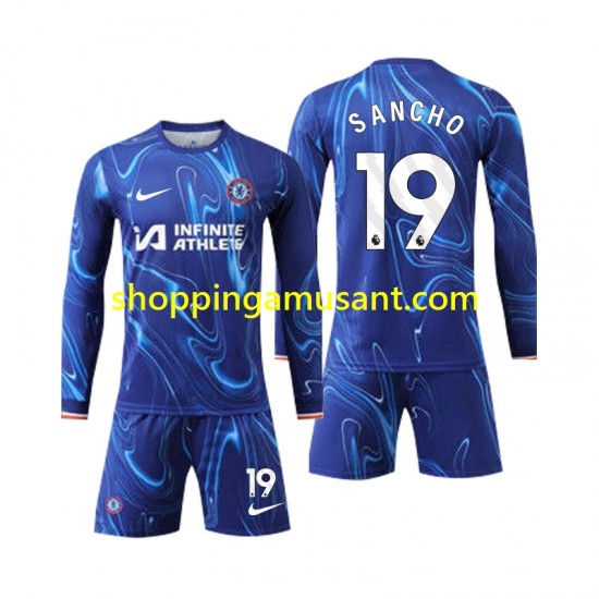 Maillot de Foot Chelsea Sancho 19 Enfant Domicile 2024-2025 Manche Longue