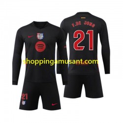 Maillot de Foot FC Barcelone F DE JONG 21 Enfant Extérieur 2024-2025 Manche Longue