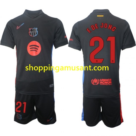 Maillot de Foot FC Barcelone F DE JONG 21 Enfant Extérieur 2024-2025 Manche Courte