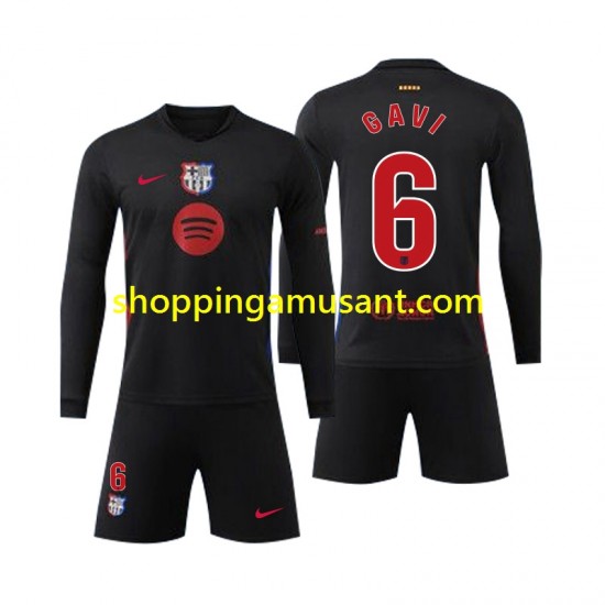 Maillot de Foot FC Barcelone Gavi 6 Enfant Extérieur 2024-2025 Manche Longue