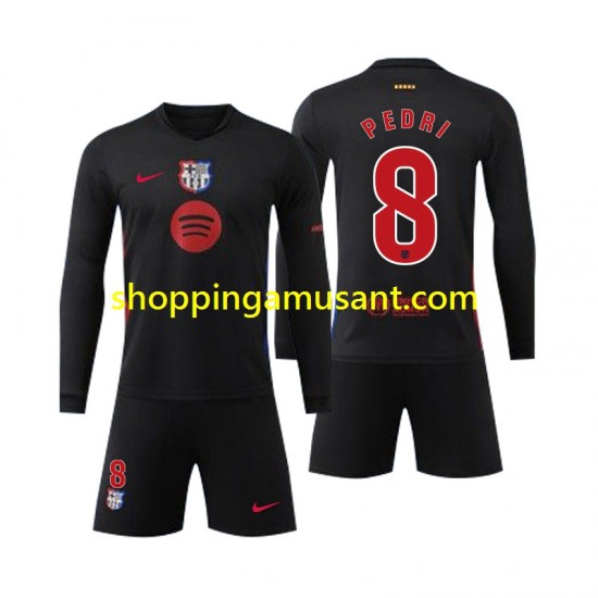 Maillot de Foot FC Barcelone Pedri 8 Enfant Extérieur 2024-2025 Manche Longue