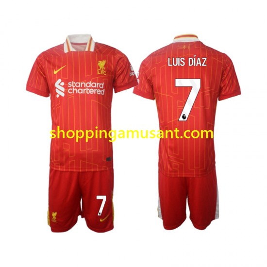 Maillot de Foot Liverpool Luis Diaz 7 Enfant Domicile 2024-2025 Manche Courte
