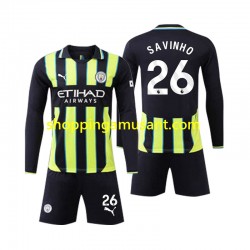 Maillot de Foot Manchester City Savinho 26 Enfant Extérieur 2024-2025 Manche Longue