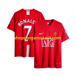 Maillot de Foot Manchester United Cristiano Ronaldo 7 Champion League 2007 Rétro Homme Domicile Manche Courte