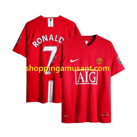 Maillot de Foot Manchester United Cristiano Ronaldo 7 Champion League 2007 Rétro Homme Domicile Manche Courte