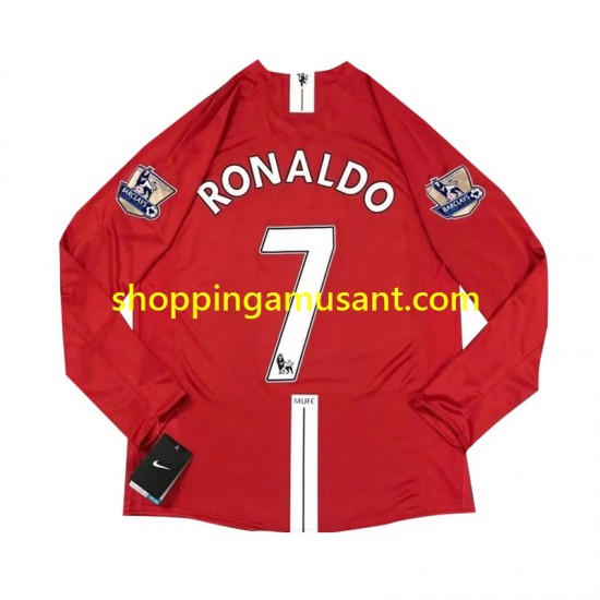 Maillot de Foot Manchester United Cristiano Ronaldo 7 2007 Rétro Homme Domicile Manche Longue