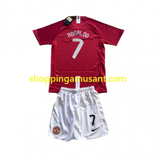 Maillot de Foot Manchester United Cristiano Ronaldo 7 Champion League 2007 Rétro Enfant Domicile Manche Courte
