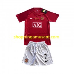 Maillot de Foot Manchester United Cristiano Ronaldo 7 Champion League 2007 Rétro Enfant Domicile Manche Courte