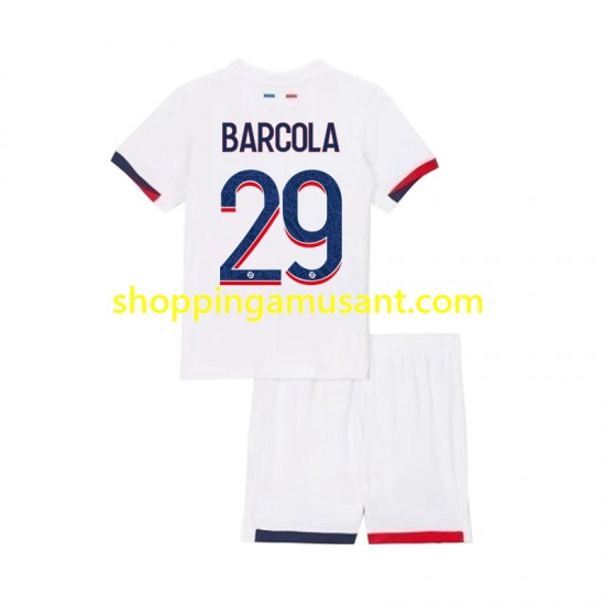 Maillot de Foot Paris Saint-Germain Bradley Barcola 29 Enfant Extérieur 2024-2025 Manche Courte