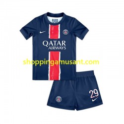 Maillot de Foot Paris Saint-Germain Bradley Barcola 29 Enfant Domicile 2024-2025 Manche Courte