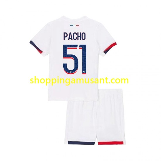 Maillot de Foot Paris Saint-Germain Willian Pacho 51 Enfant Extérieur 2024-2025 Manche Courte