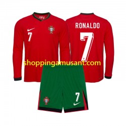 Maillot de Foot Portugal Ronaldo 7 Enfant Domicile Euro 2024 Manche Longue