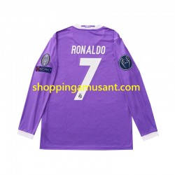 Maillot de Foot Real Madrid Cristiano Ronaldo 7 2016 Rétro Homme Extérieur Manche Longue