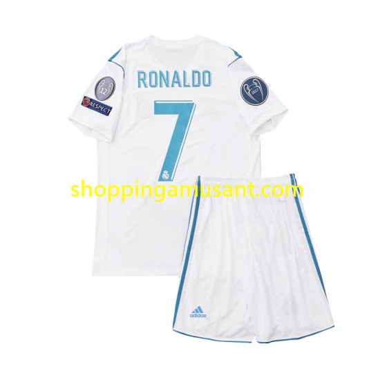 Maillot de Foot Real Madrid Cristiano Ronaldo 7 2017 Rétro Enfant Domicile Manche Courte