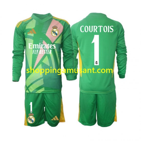 Maillot de Foot Real Madrid Thibaut Courtois 1 Gardien Enfant Neutre 2024-2025 Manche Longue
