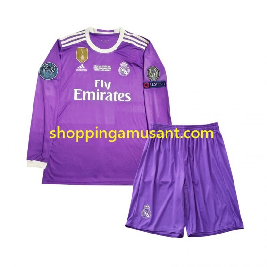 Maillot de Foot Real Madrid 2016 Rétro Enfant Extérieur Manche Longue