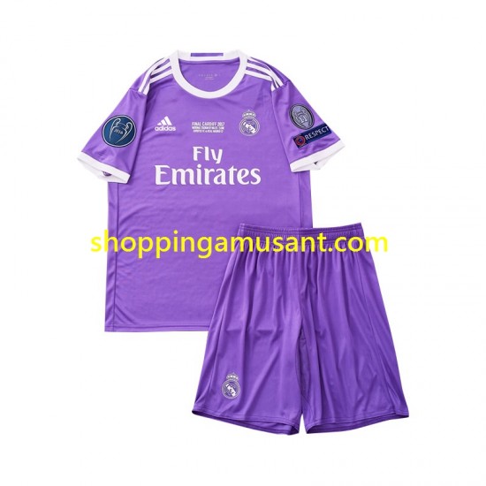 Maillot de Foot Real Madrid 2016 Rétro Enfant Extérieur Manche Courte