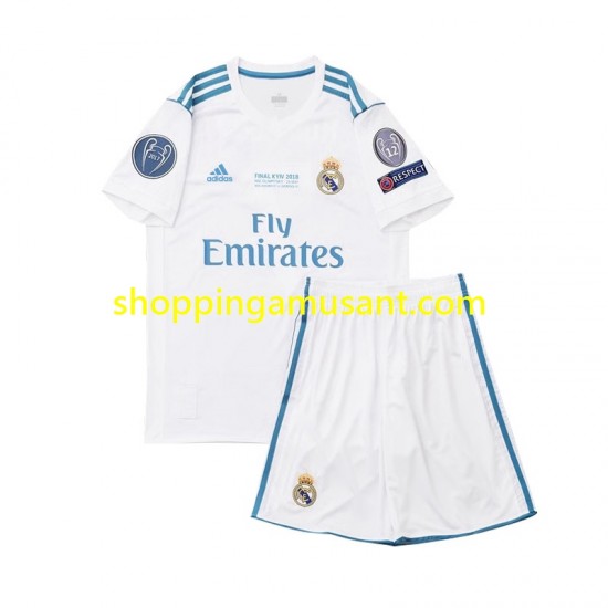 Maillot de Foot Real Madrid 2017 Rétro Enfant Domicile Manche Courte
