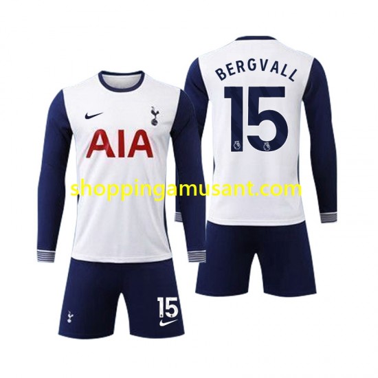 Maillot de Foot Tottenham Spurs Bergvall 15 Enfant Domicile 2024-2025 Manche Longue