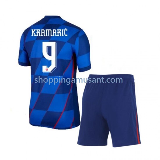 Maillot de Foot Croatie Andrej Kramaric 9 Enfant Extérieur Euro 2024 Manche Courte
