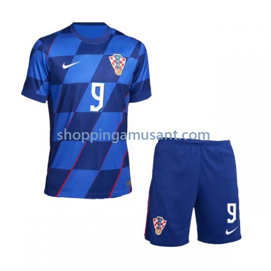 Maillot de Foot Croatie Andrej Kramaric 9 Enfant Extérieur Euro 2024 Manche Courte