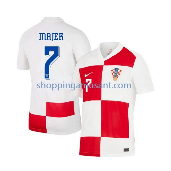 Maillot de Foot Croatie Lovro Majer 7 Homme Domicile Euro 2024 Manche Courte