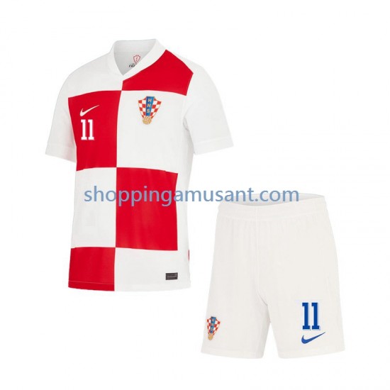 Maillot de Foot Croatie Marcelo Brozovic 11 Enfant Domicile Euro 2024 Manche Courte