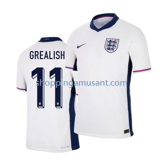 Maillot de Foot Angleterre Jack Grealish 11 Homme Domicile Euro 2024 Manche Courte