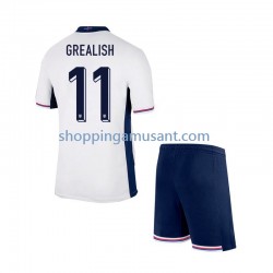 Maillot de Foot Angleterre Jack Grealish Enfant Domicile Euro 2024 Manche Courte